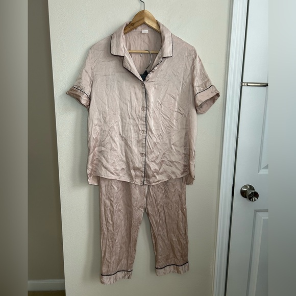 SilkSilky $119 Women's Pure Silk Short Sleeve Button Up Pajamas Set Pink Size M - Picture 4 of 12